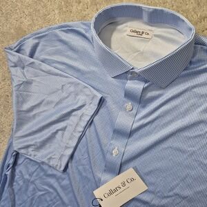 Collars and Co Dress Collar Shirt Mens XL Blue Houndstooth Button Up Office New